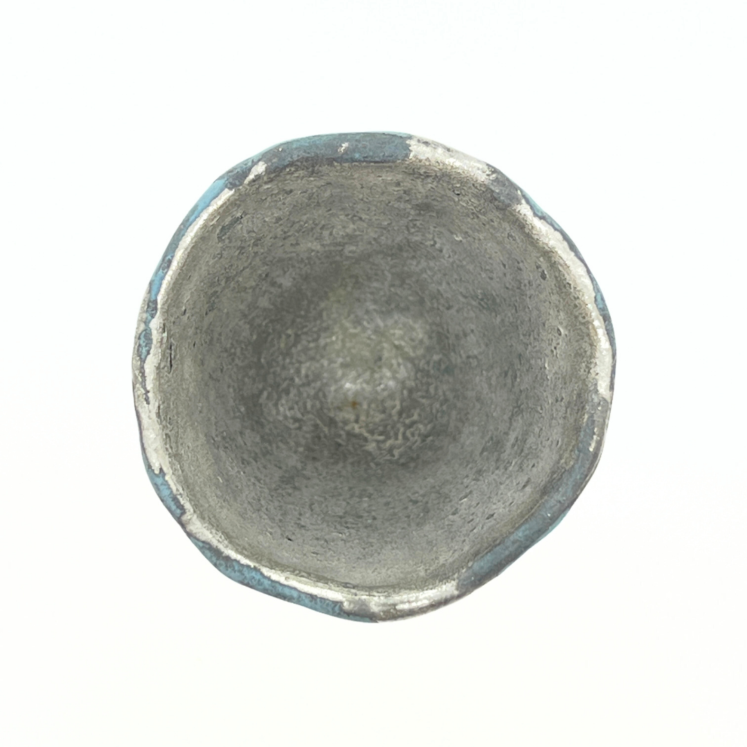 ファイアンス青銀彩高杯