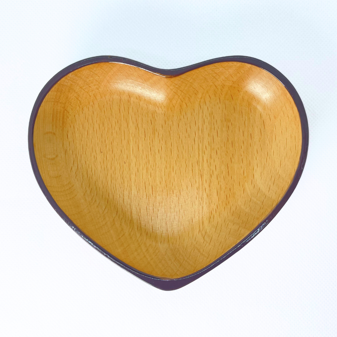 【a.depaオリジナル】越前木製カトラリー -ハートの器- 藤紫