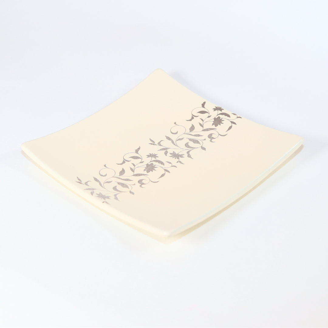 【アールデコ】スクウェアディッシュ・オフホワイト Sサイズ