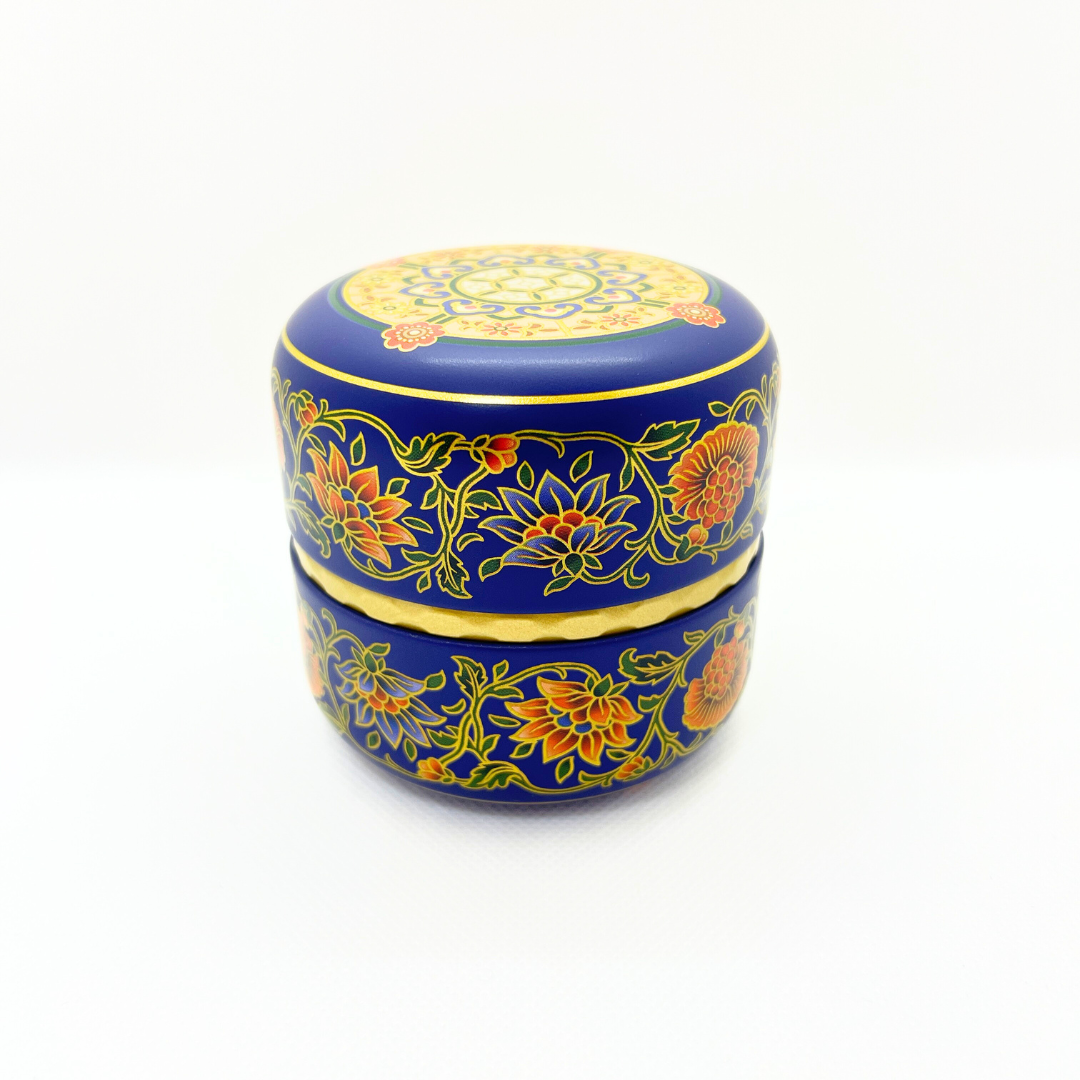 茶缶豆入り番茶(ほうじ仕上げ) オリエント青