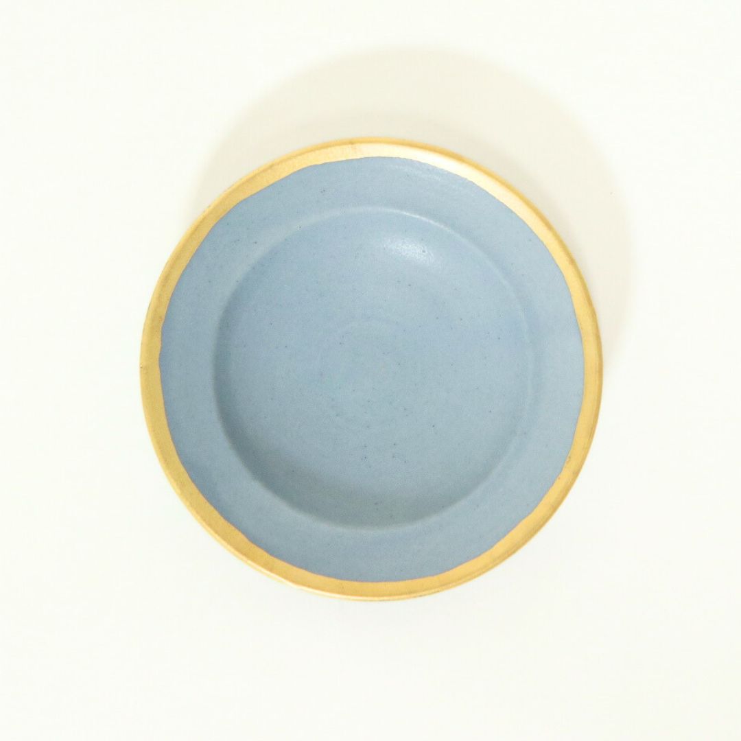 豆皿 金縁 マットブルー