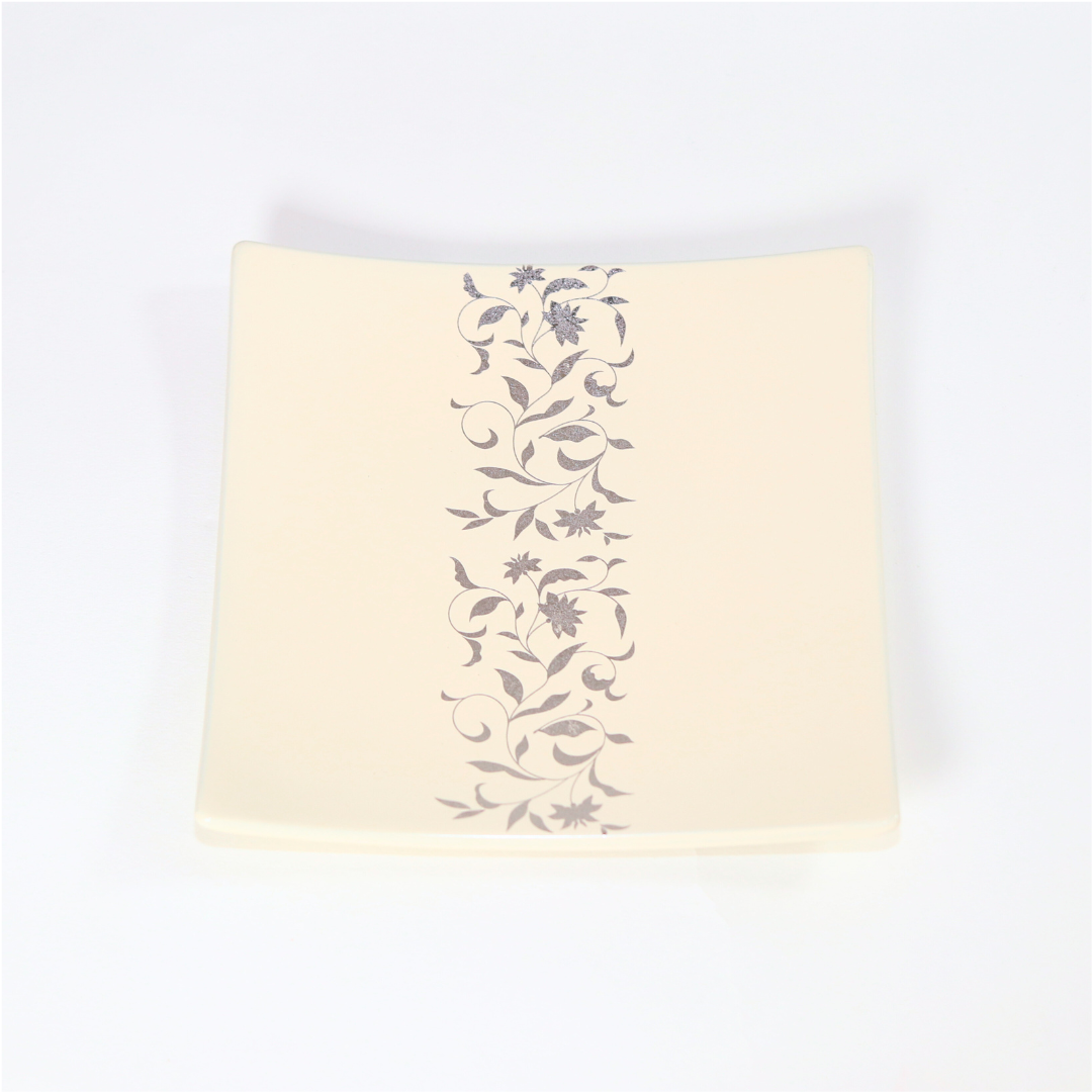 【アールデコ】スクウェアディッシュ・オフホワイト Sサイズ