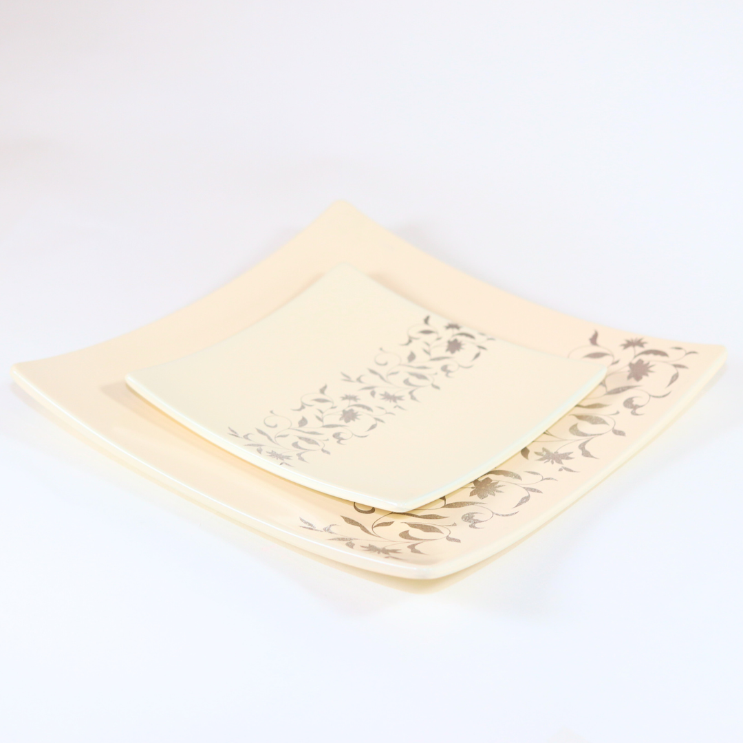 【アールデコ】スクウェアディッシュ・オフホワイト Sサイズ