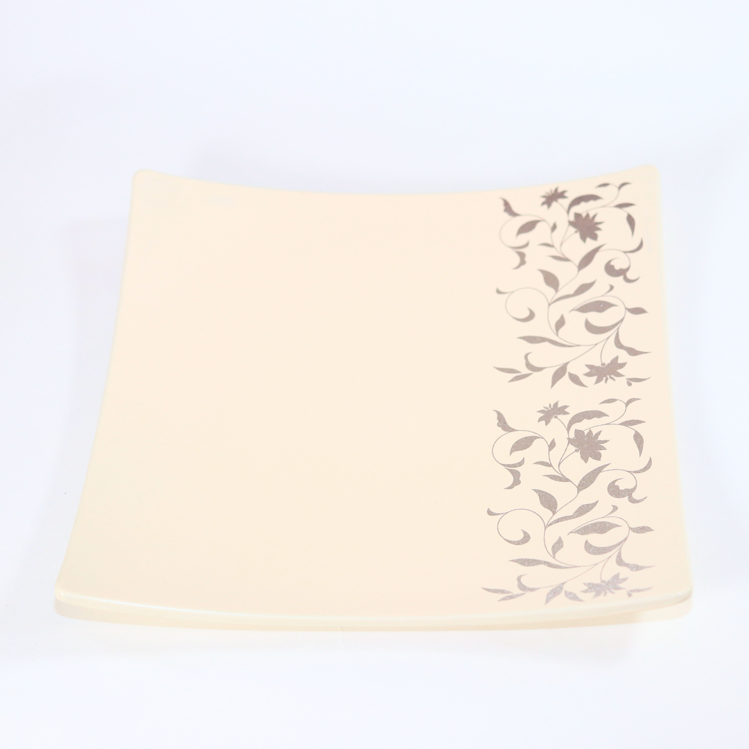 【アールデコ】スクウェアディッシュ・オフホワイト Mサイズ