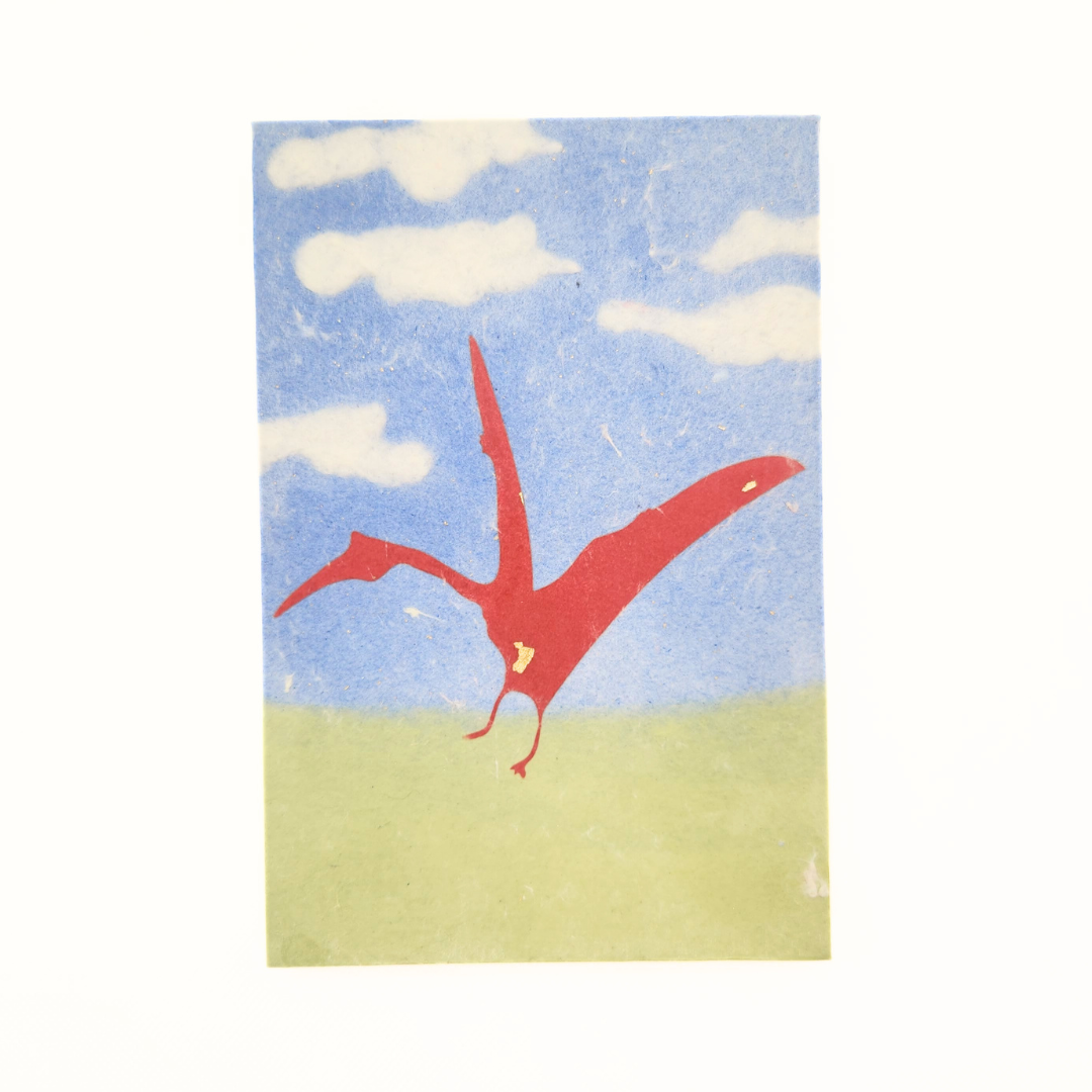 【越前和紙】御竜印帳 青空と草原 ティラノサウルス×プテラノドン