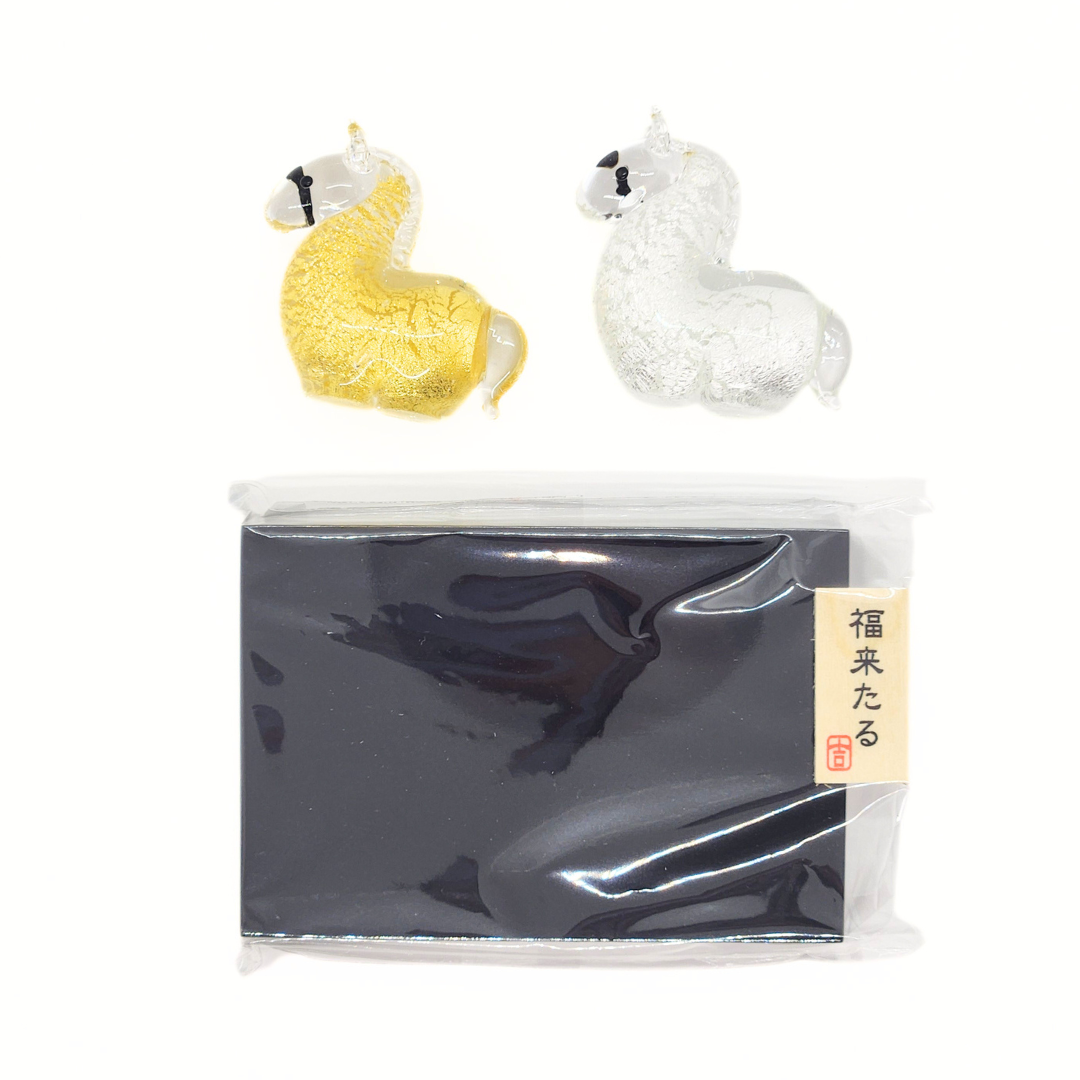 硝子飾り「金銀ペア午」