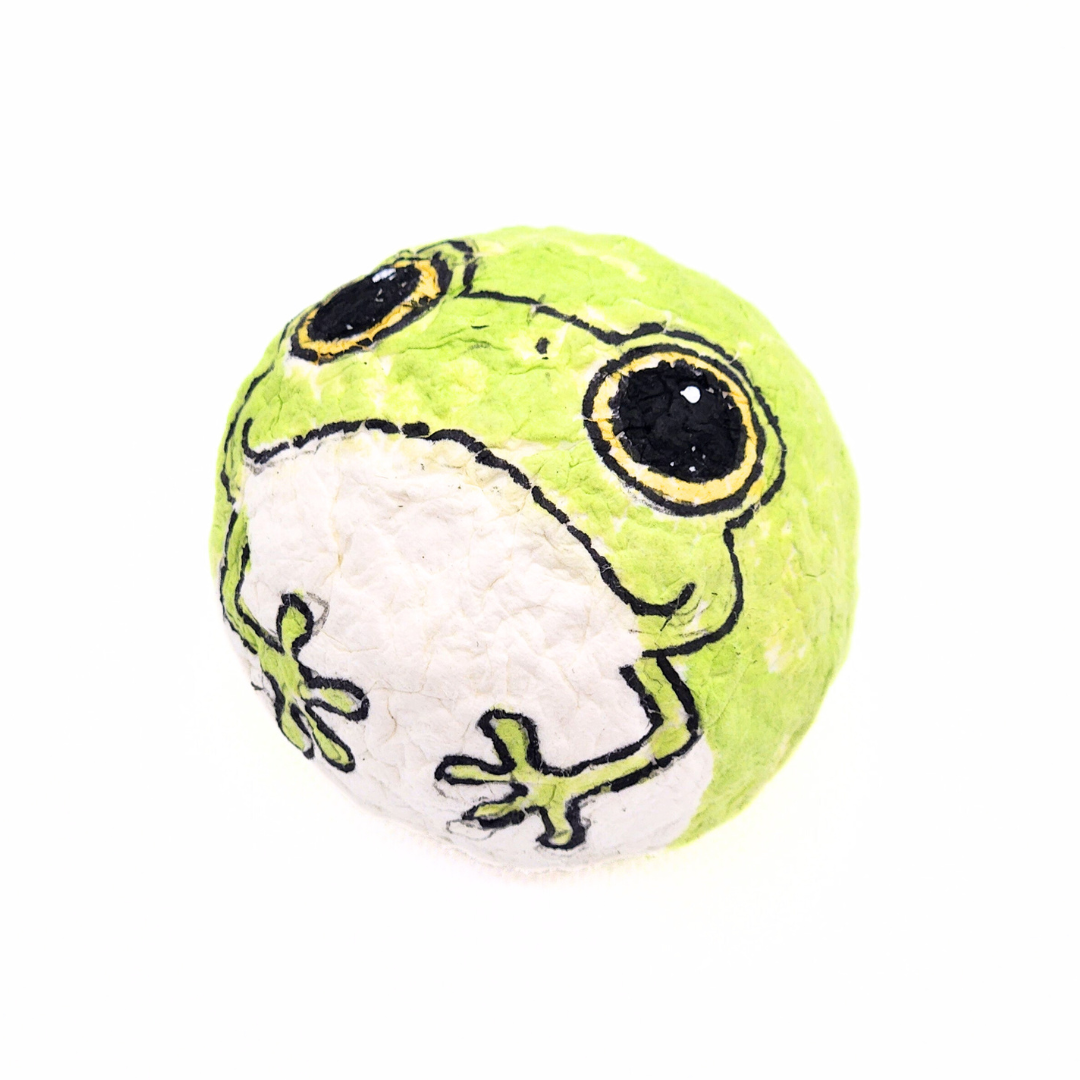 【越前和紙】手漉き和紙おきあがりこぼし かえる-黄緑-