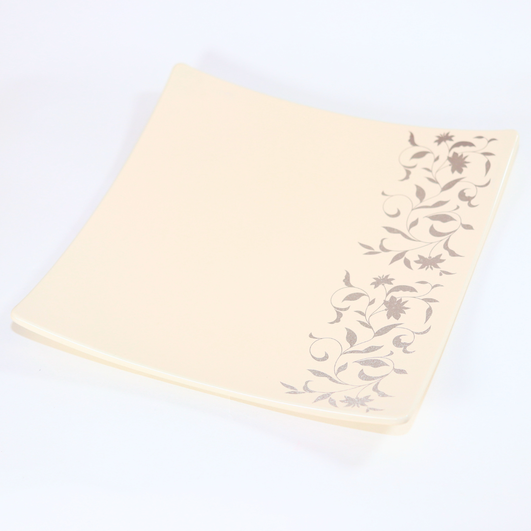 【アールデコ】スクウェアディッシュ・オフホワイト Mサイズ