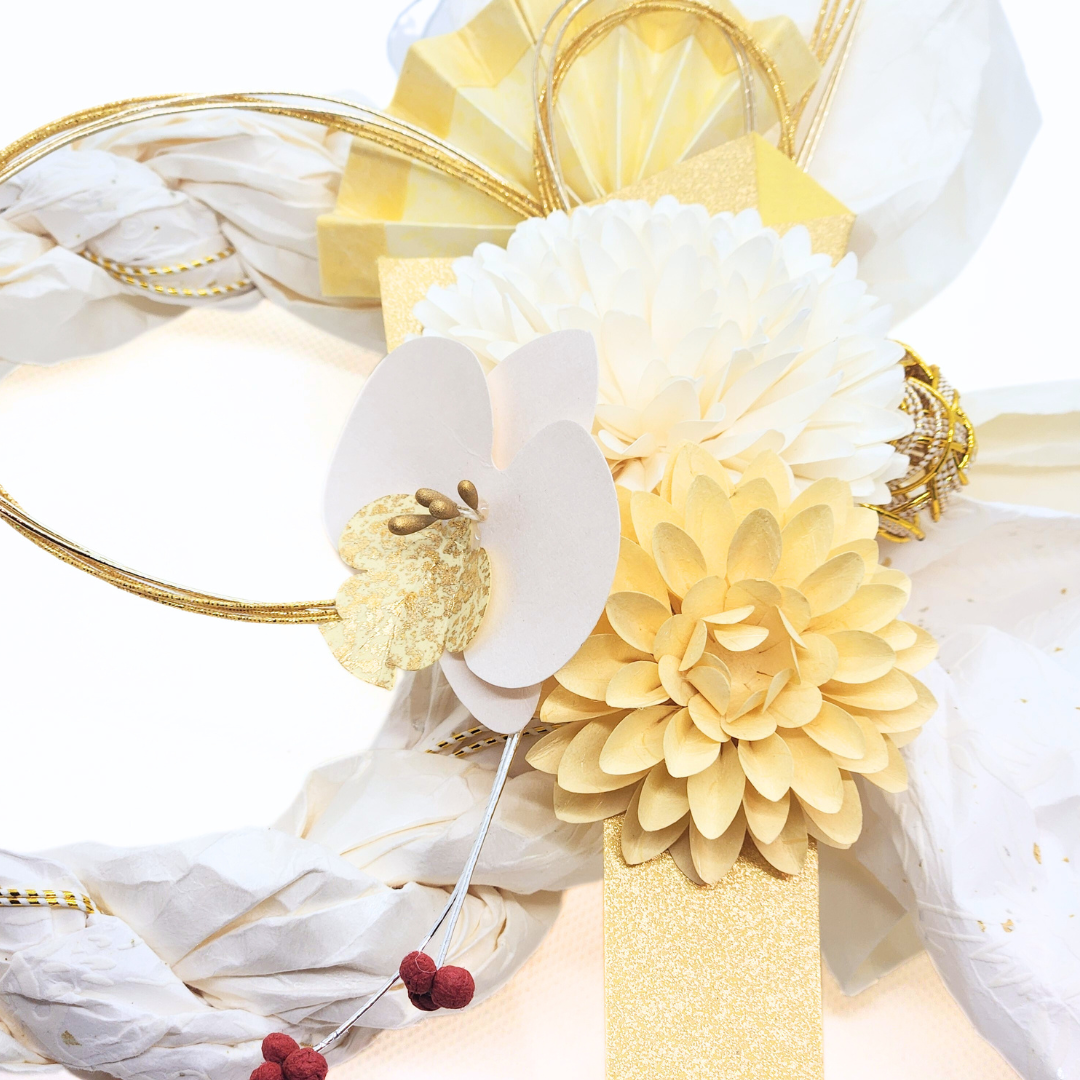 【越前和紙】お正月飾り 鶴丸絞-白鶴-