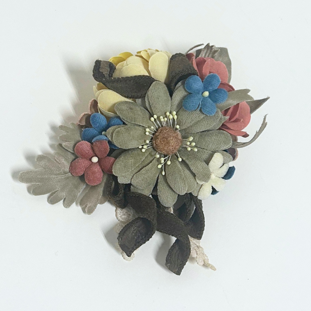 草木染め布花マーガレットブローチ グリーン