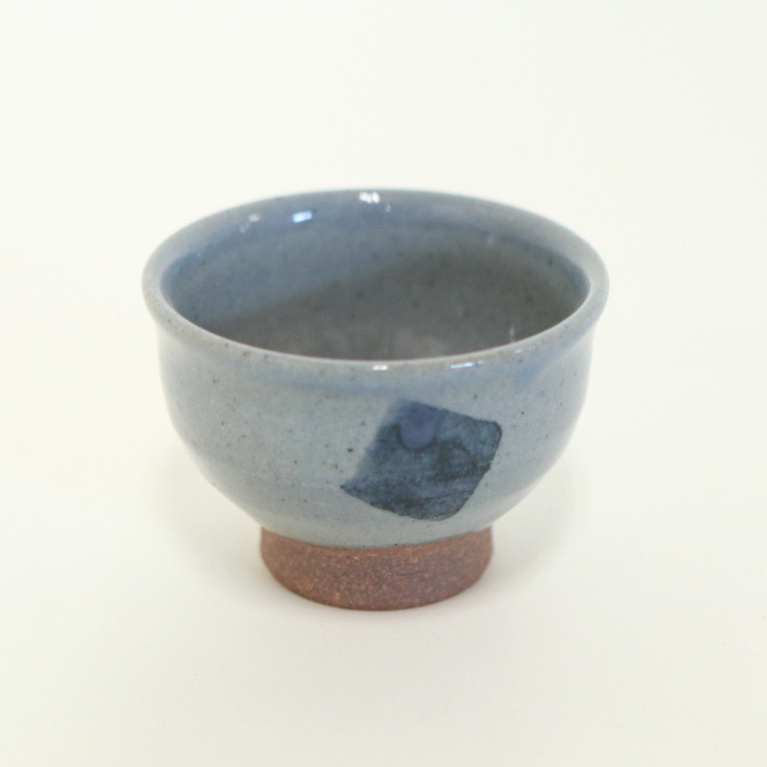 【越前焼】染付方形文 ぐい呑み