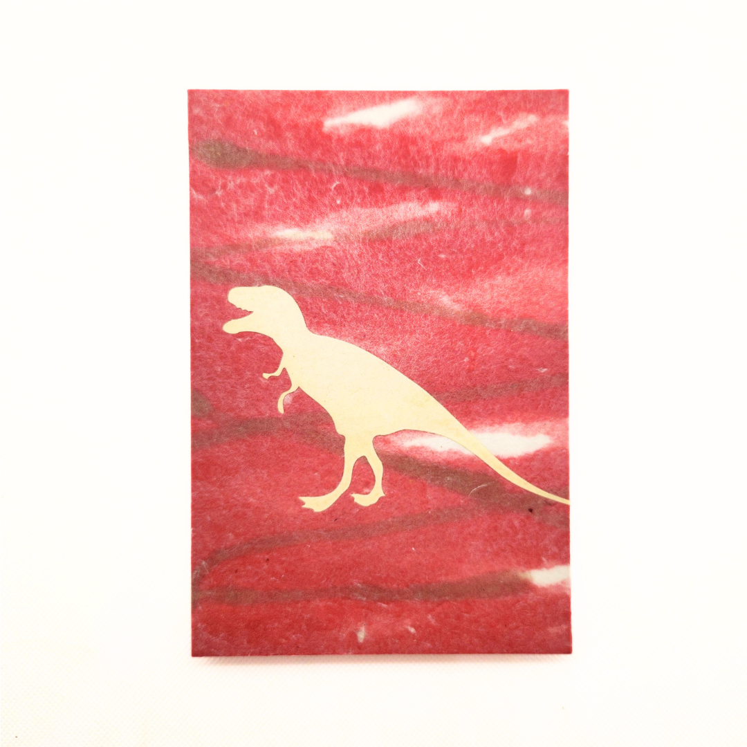 【越前和紙】御竜印帳 赤 ティラノサウルス×プテラノドン