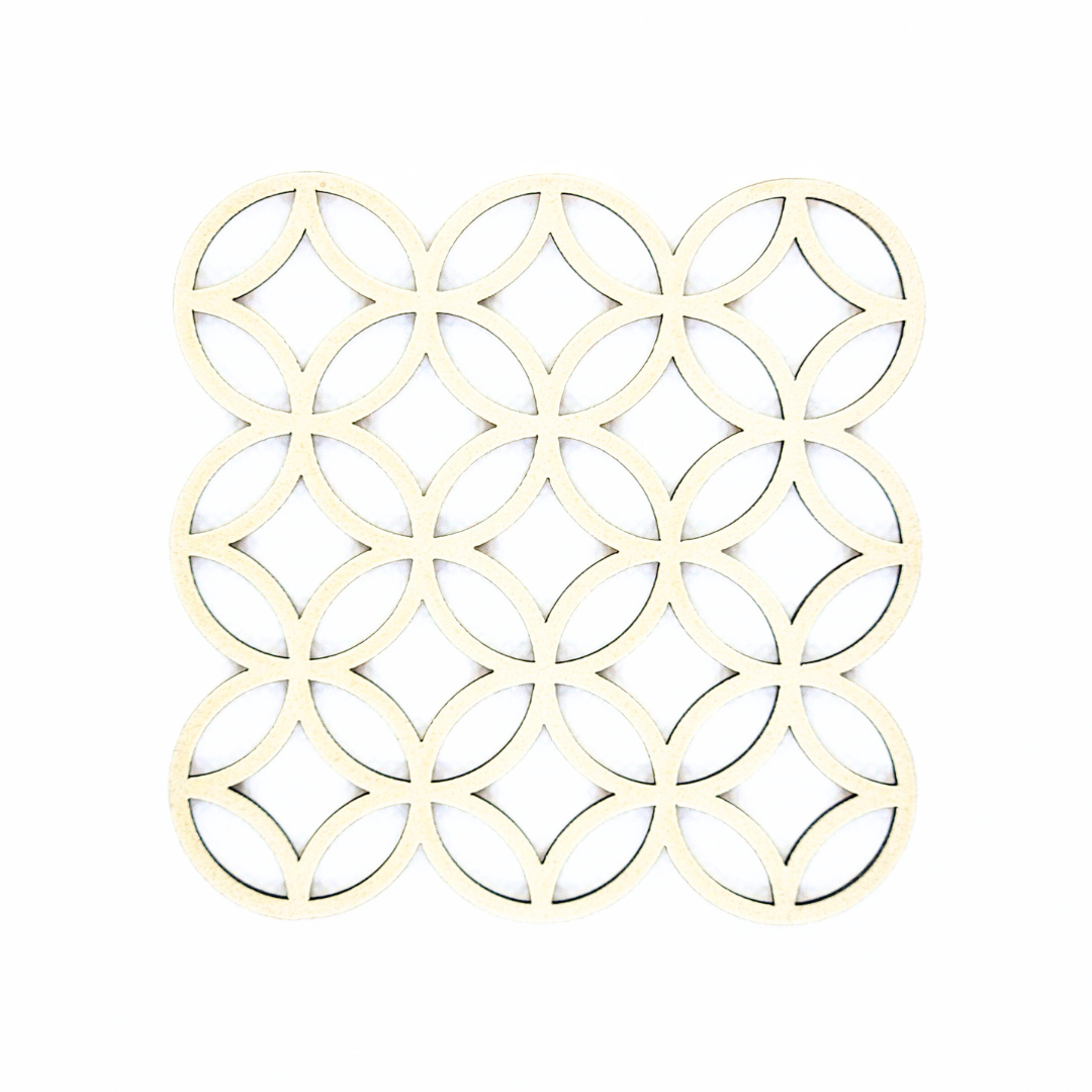 【越前箪笥】縁起柄コースター -白金-(七宝)