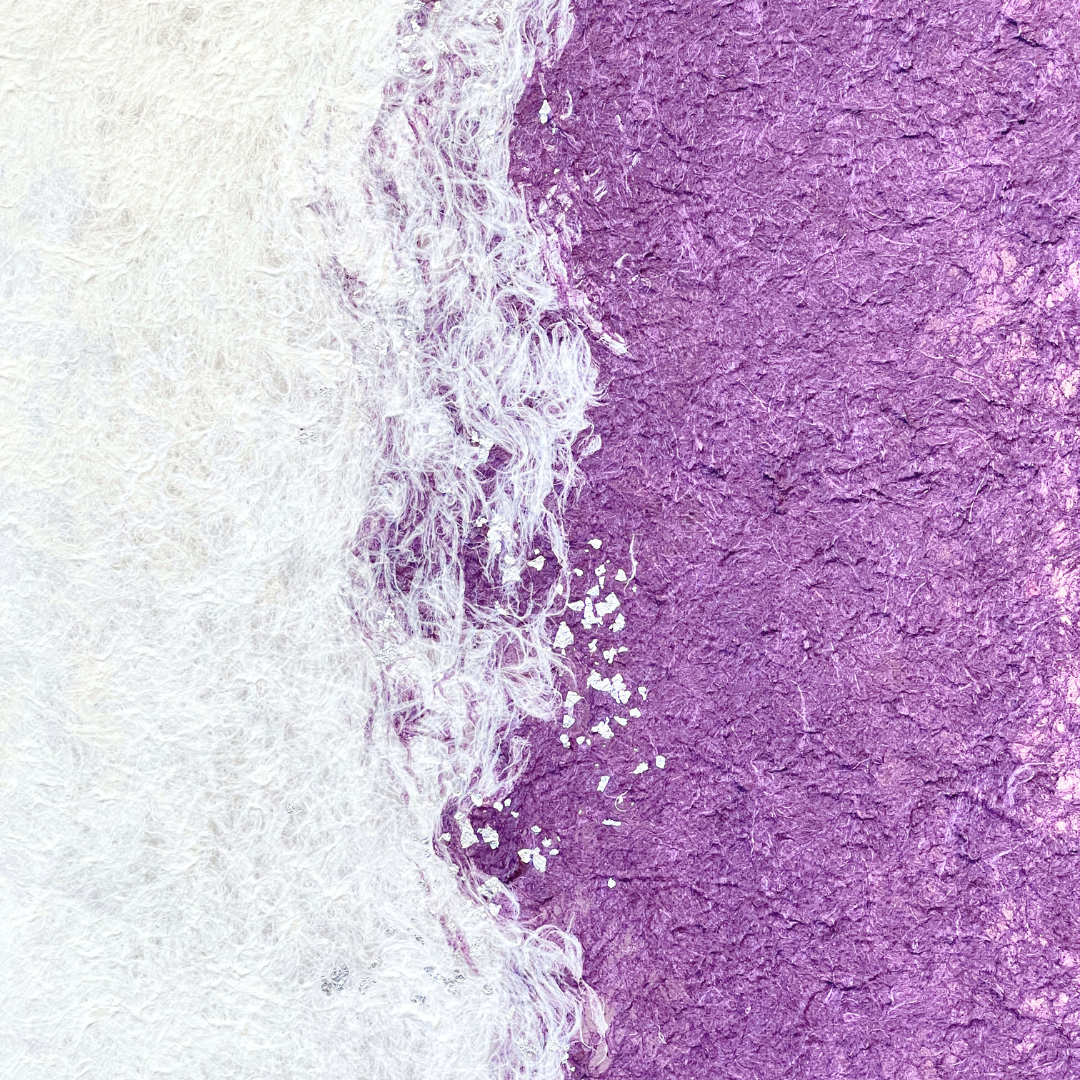 【越前和紙】手漉き一枚和紙 白×銀×紫