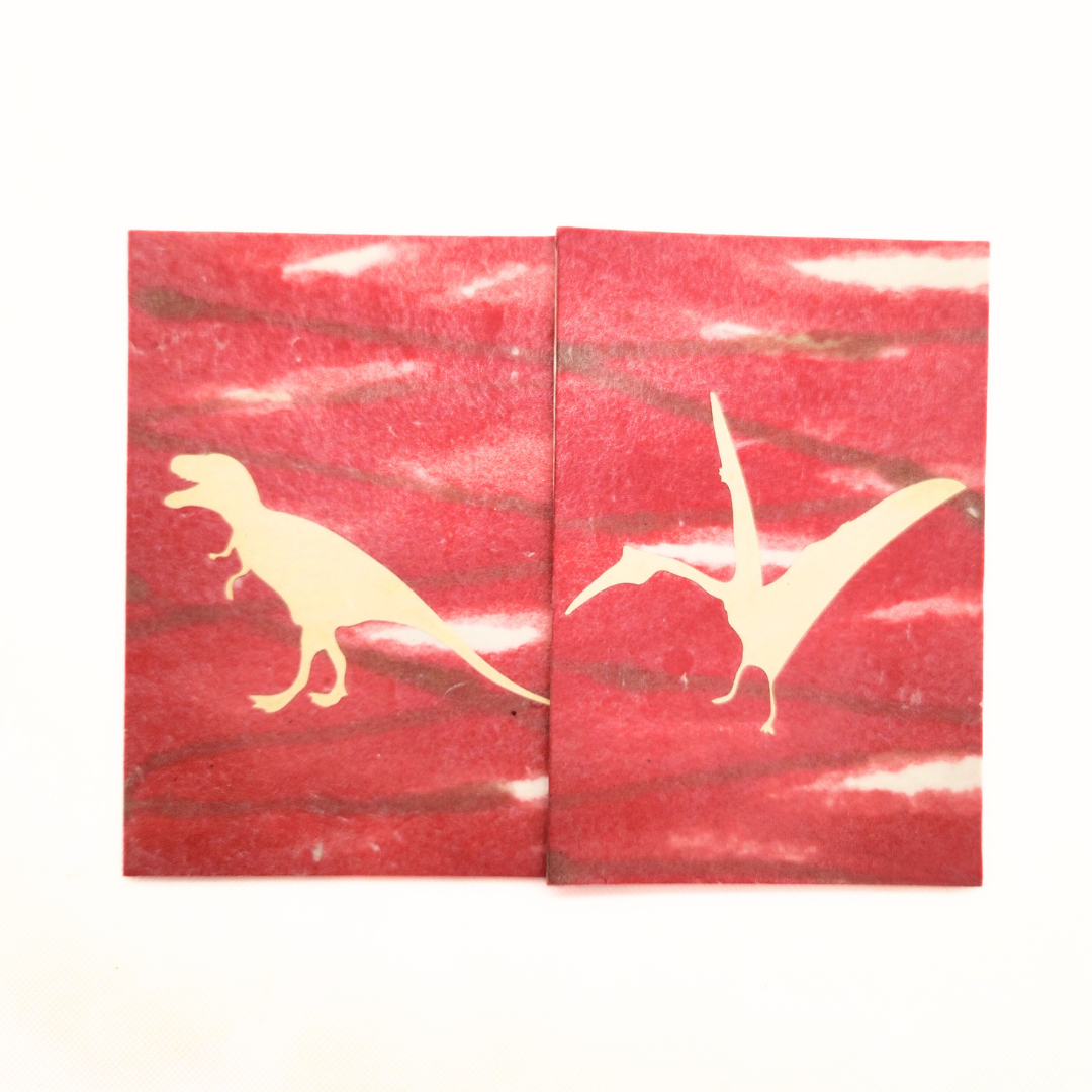 【越前和紙】御竜印帳 赤 ティラノサウルス×プテラノドン