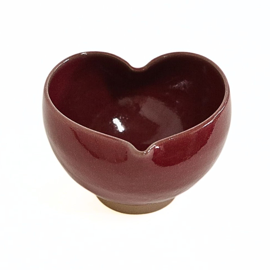 【越前焼】パープルハート ハートの抹茶椀