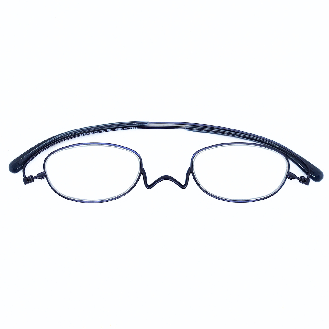 ペーパーグラス Nスタ オーバル型 (ネイビー)| 折りたたみ老眼鏡 | グッドデザイン賞受賞