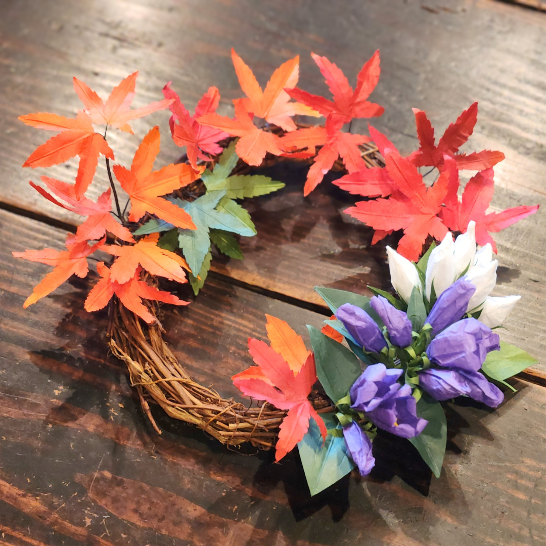 越前和紙の花 ウォールアート 紅葉と竜胆