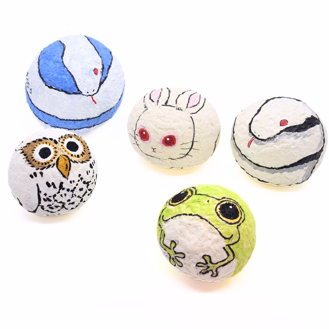 【越前和紙】手漉き和紙おきあがりこぼし フクロウ-白-