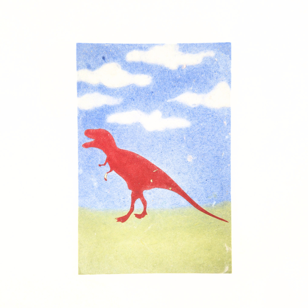 【越前和紙】御竜印帳 青空と草原 ティラノサウルス×プテラノドン