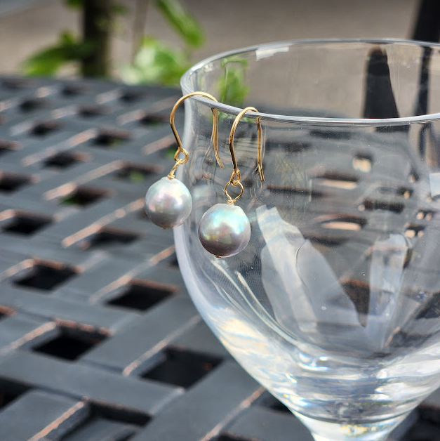 9mmパール フックピアス ブルー