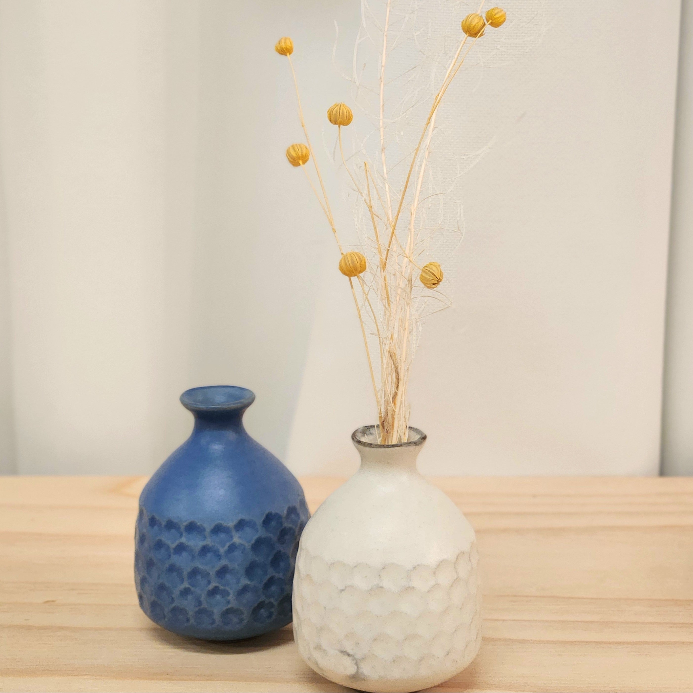 【越前焼】印花 一輪挿し 青