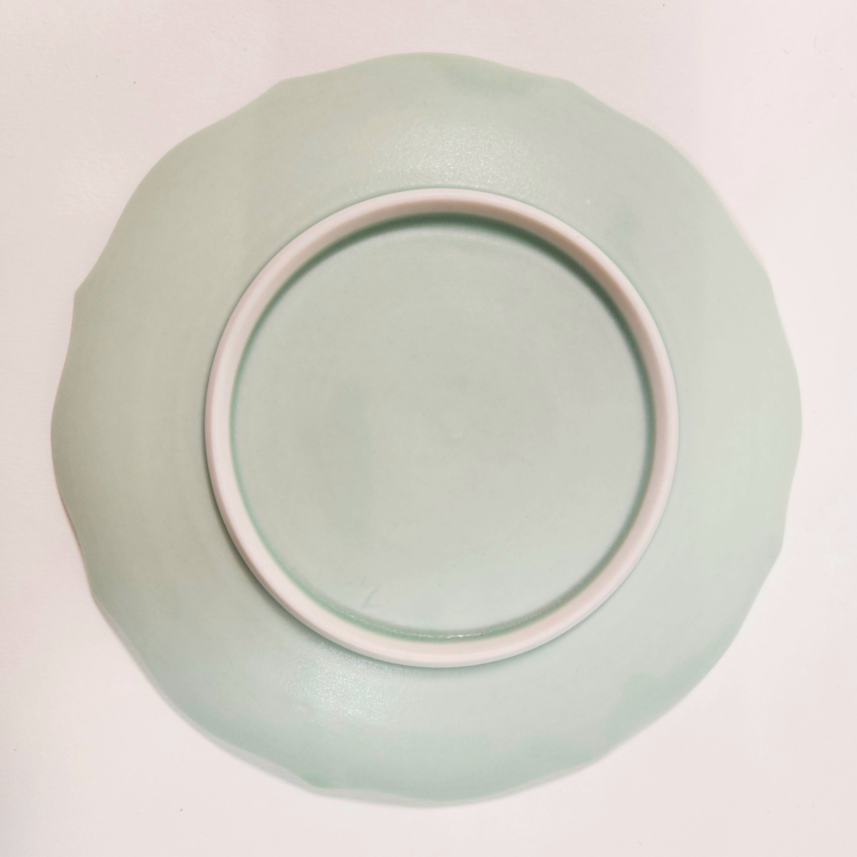 蓮花 5寸皿 マットグリーン