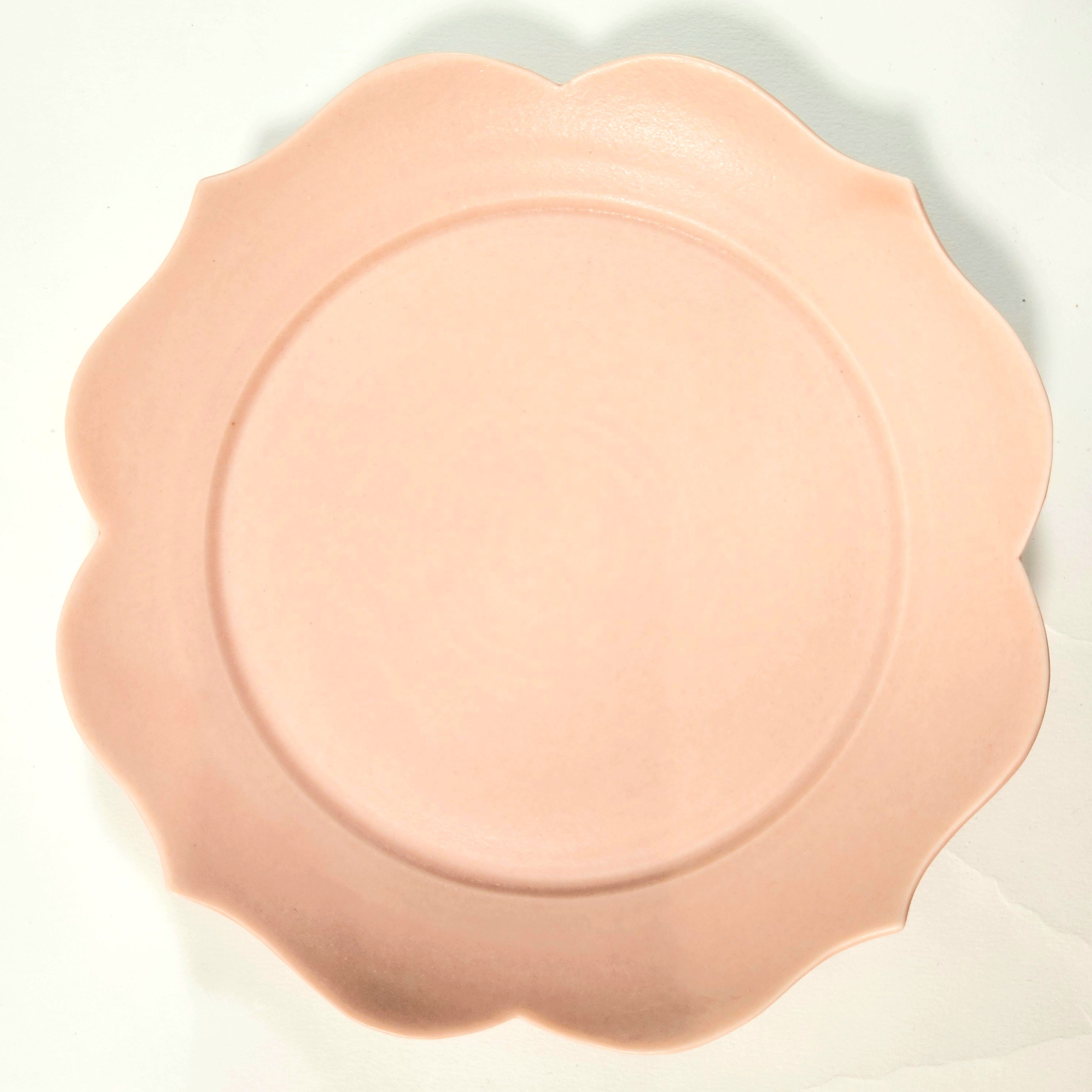 蓮花 リム皿 マットピンク