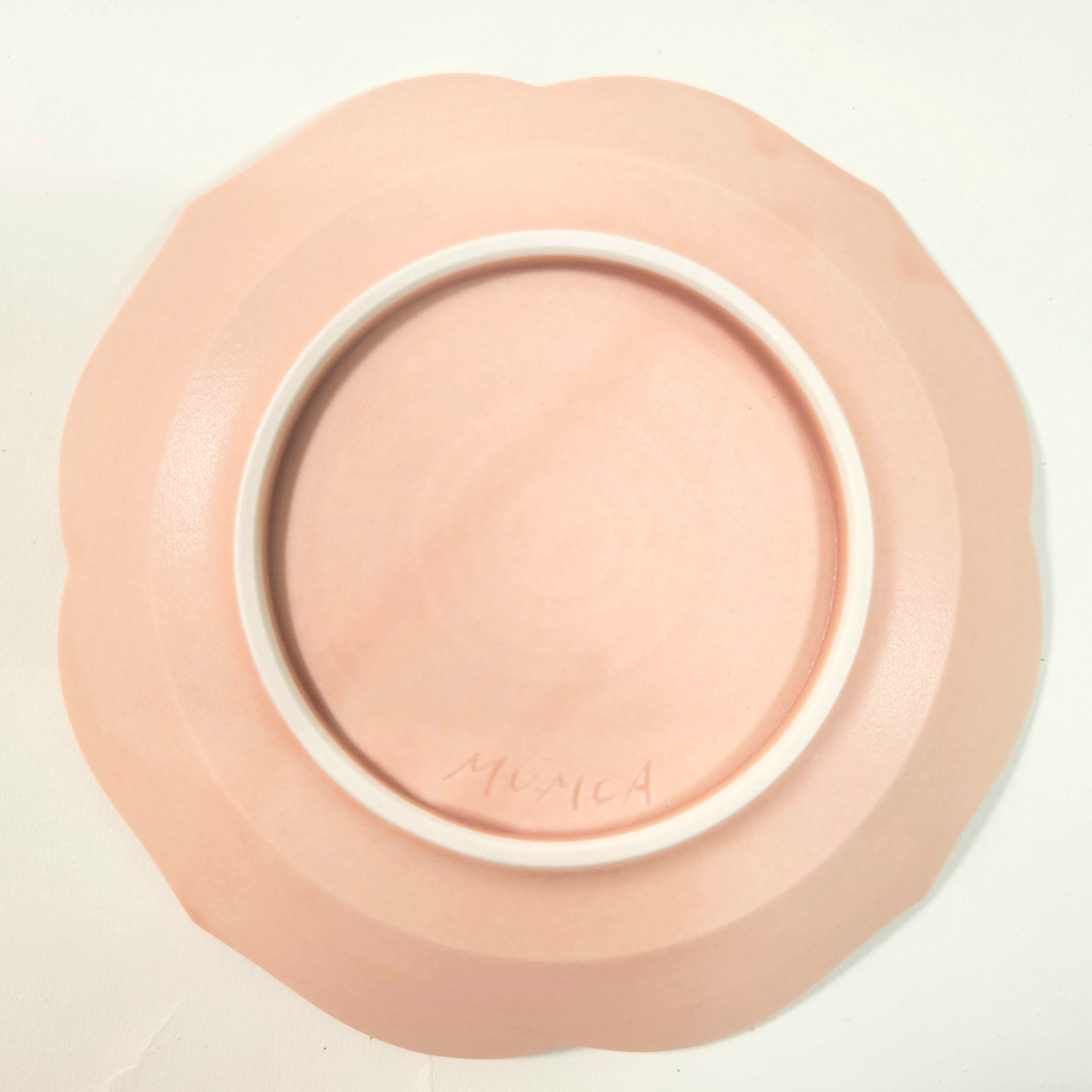 蓮花 リム皿 マットピンク