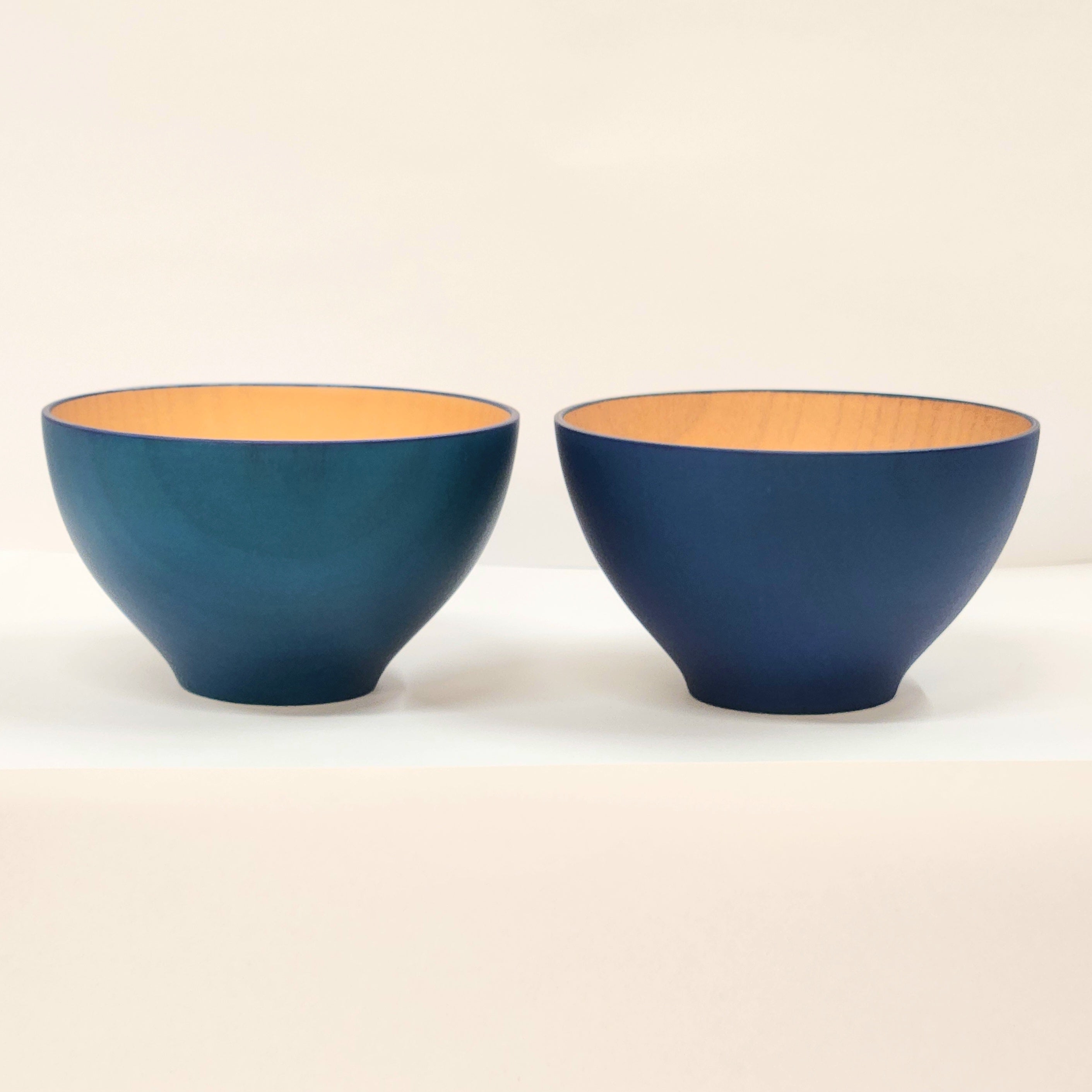 【名入れ可能】木彩椀/ビターカラーズ 花浅葱(青)