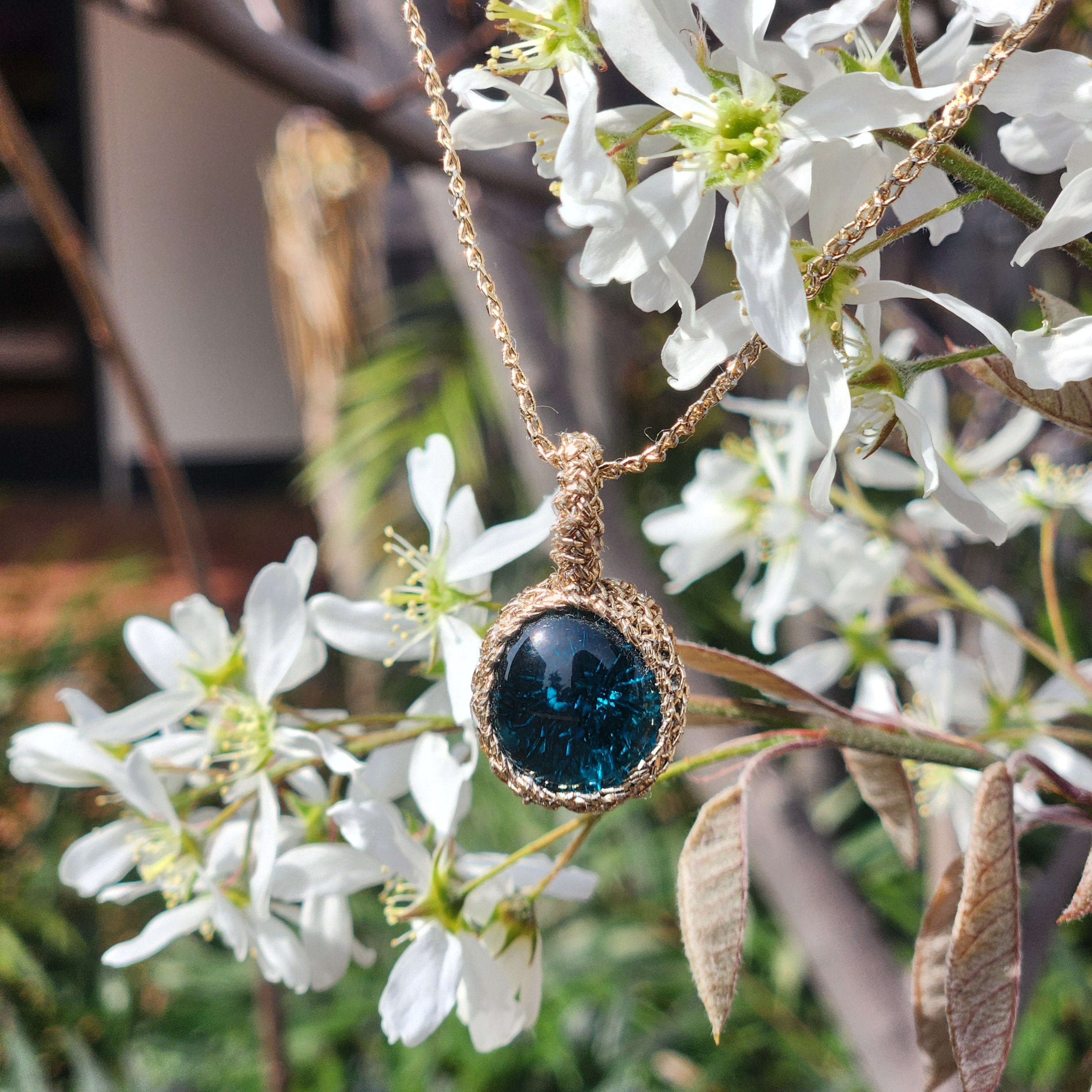 OBAMA blue ネックレス "Mermaid eye" ゴールド 青