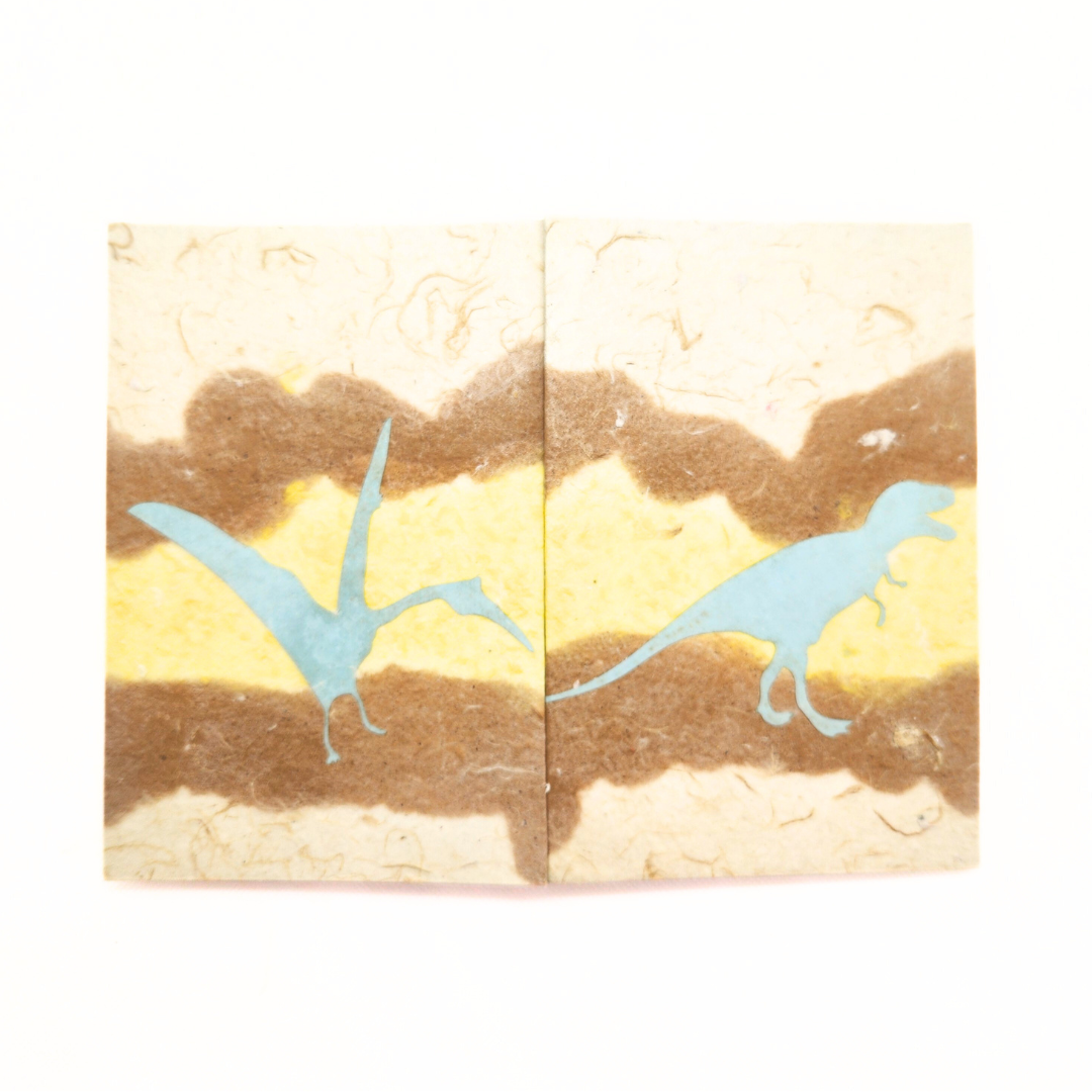 【越前和紙】御竜印帳 黄縞ティラノサウルス×プテラノドン