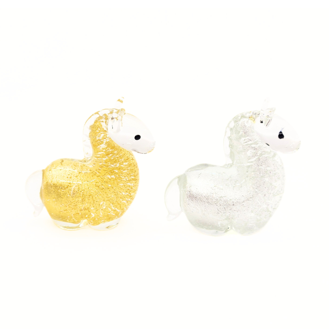 硝子飾り「金銀ペア午」