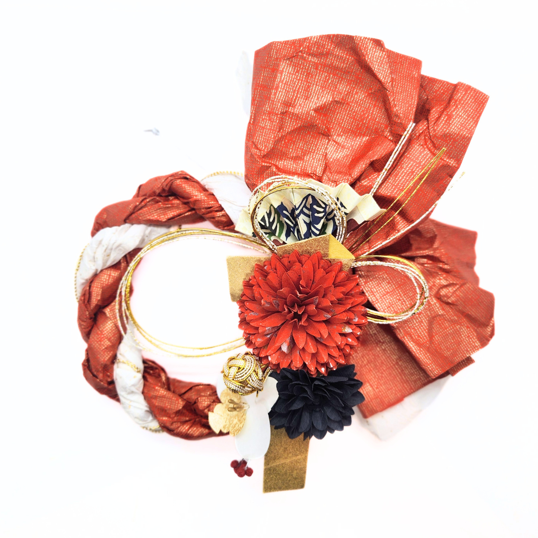 【越前和紙】お正月飾り 鶴丸絞-紅鶴-