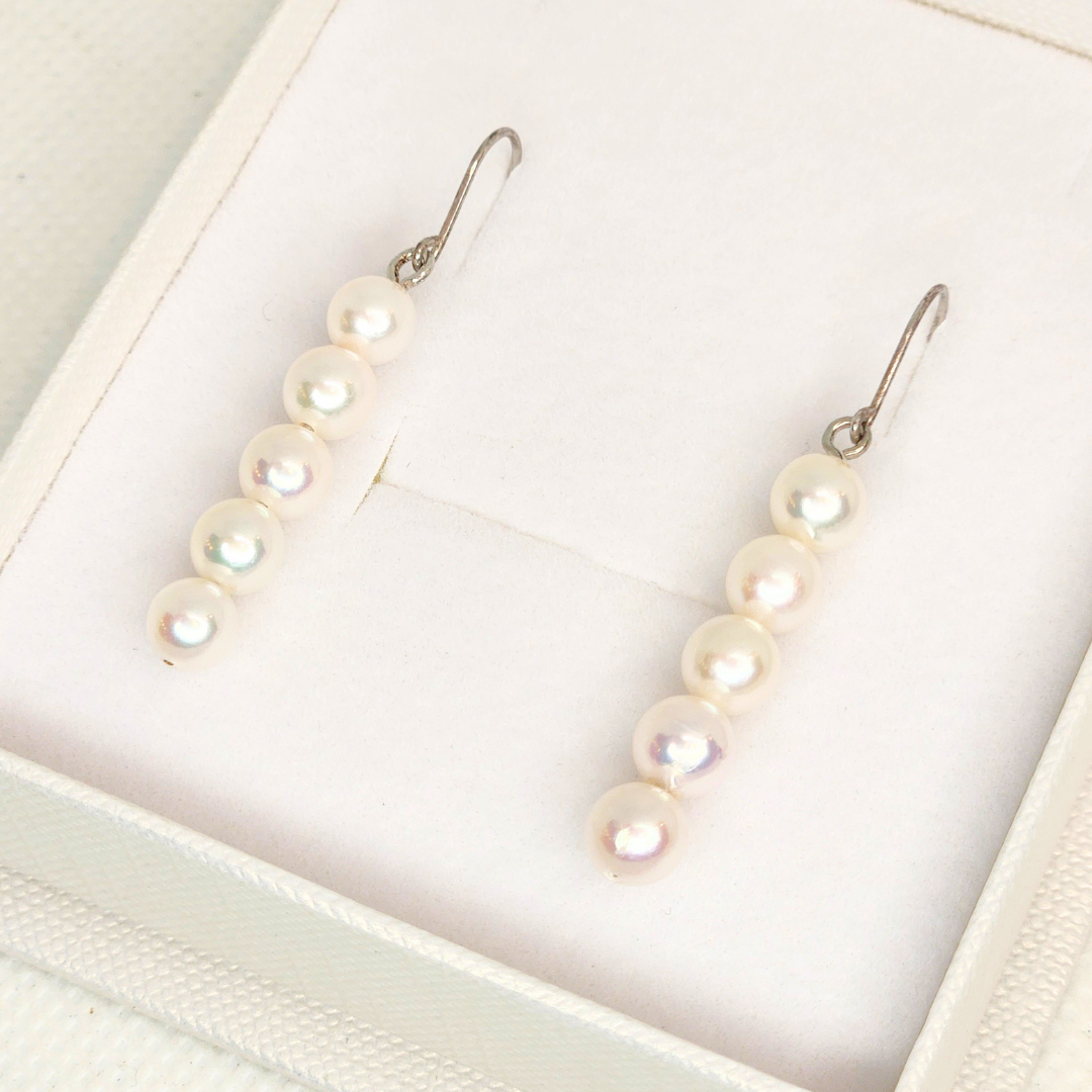 5連パールピアス シルバー