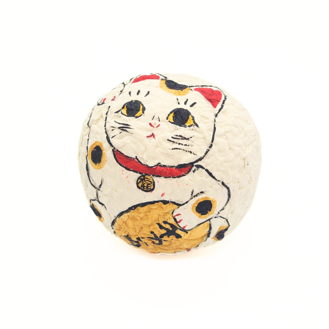 【越前和紙】手漉き和紙おきあがりこぼし 右手をあげたまねきねこ