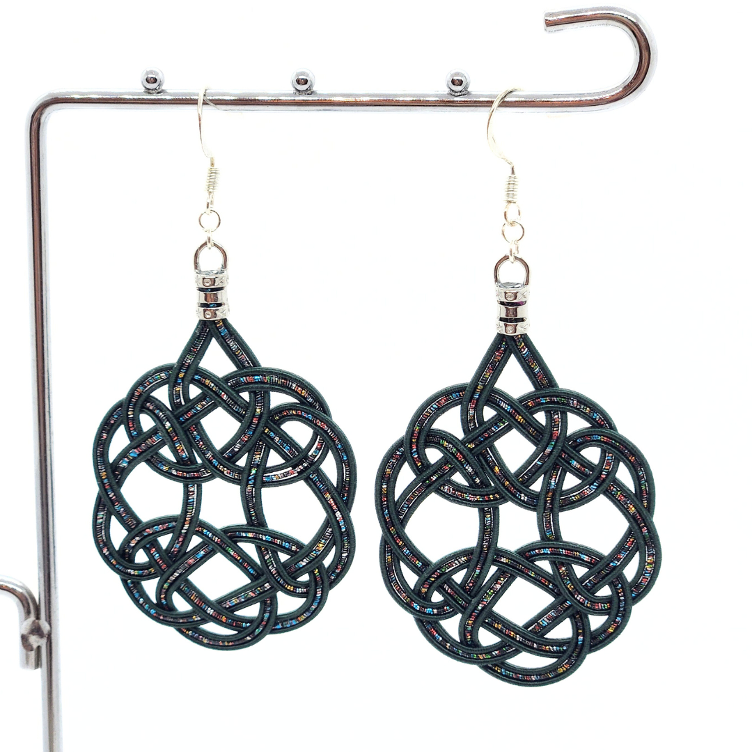 水引袈裟結びピアス グリーン