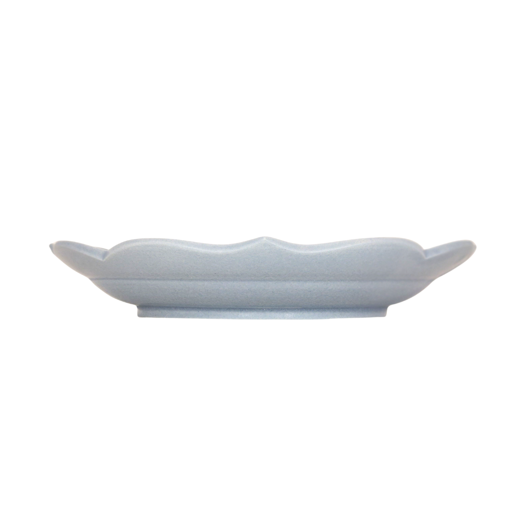 蓮花 リム皿 (深) マットブルー(化粧箱入り)