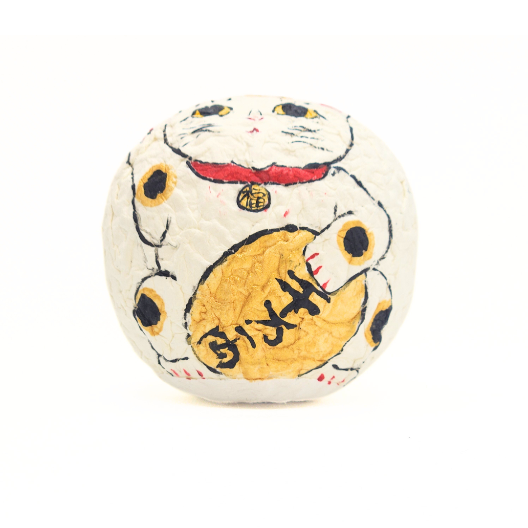 【越前和紙】手漉き和紙おきあがりこぼし 右手をあげたまねきねこ