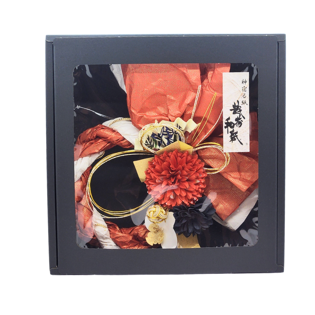 【越前和紙】お正月飾り 鶴丸絞-紅鶴-