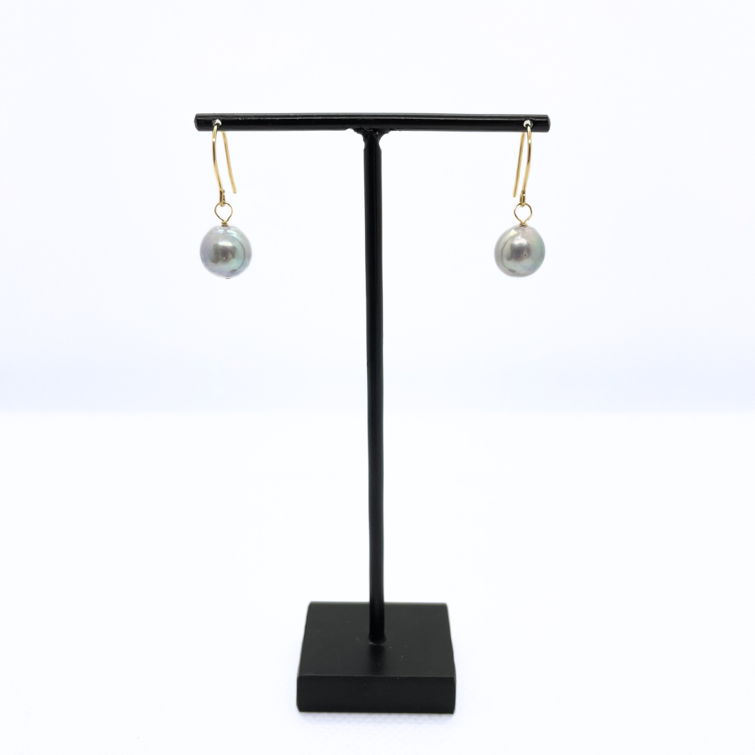 9mmパール フックピアス ブルー