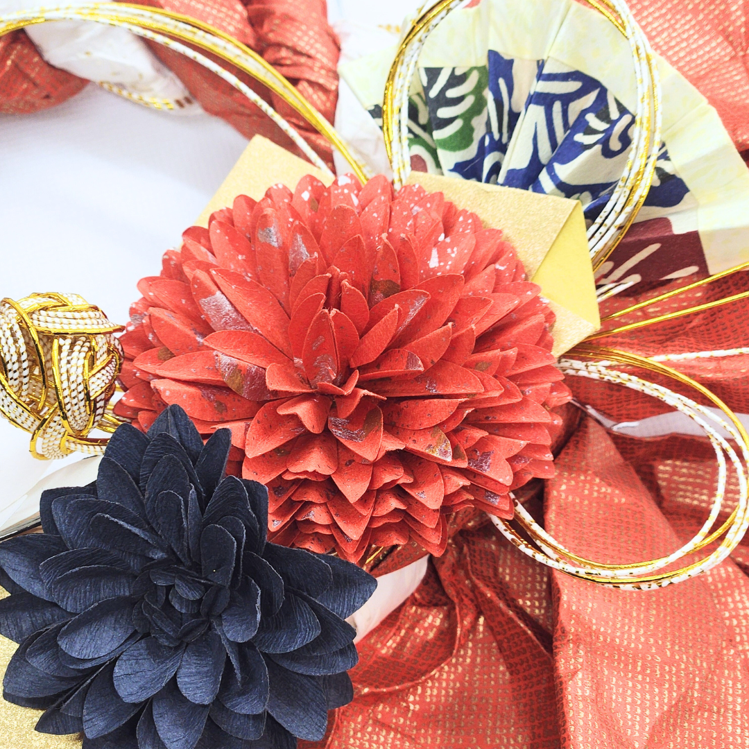 【越前和紙】お正月飾り 鶴丸絞-紅鶴-