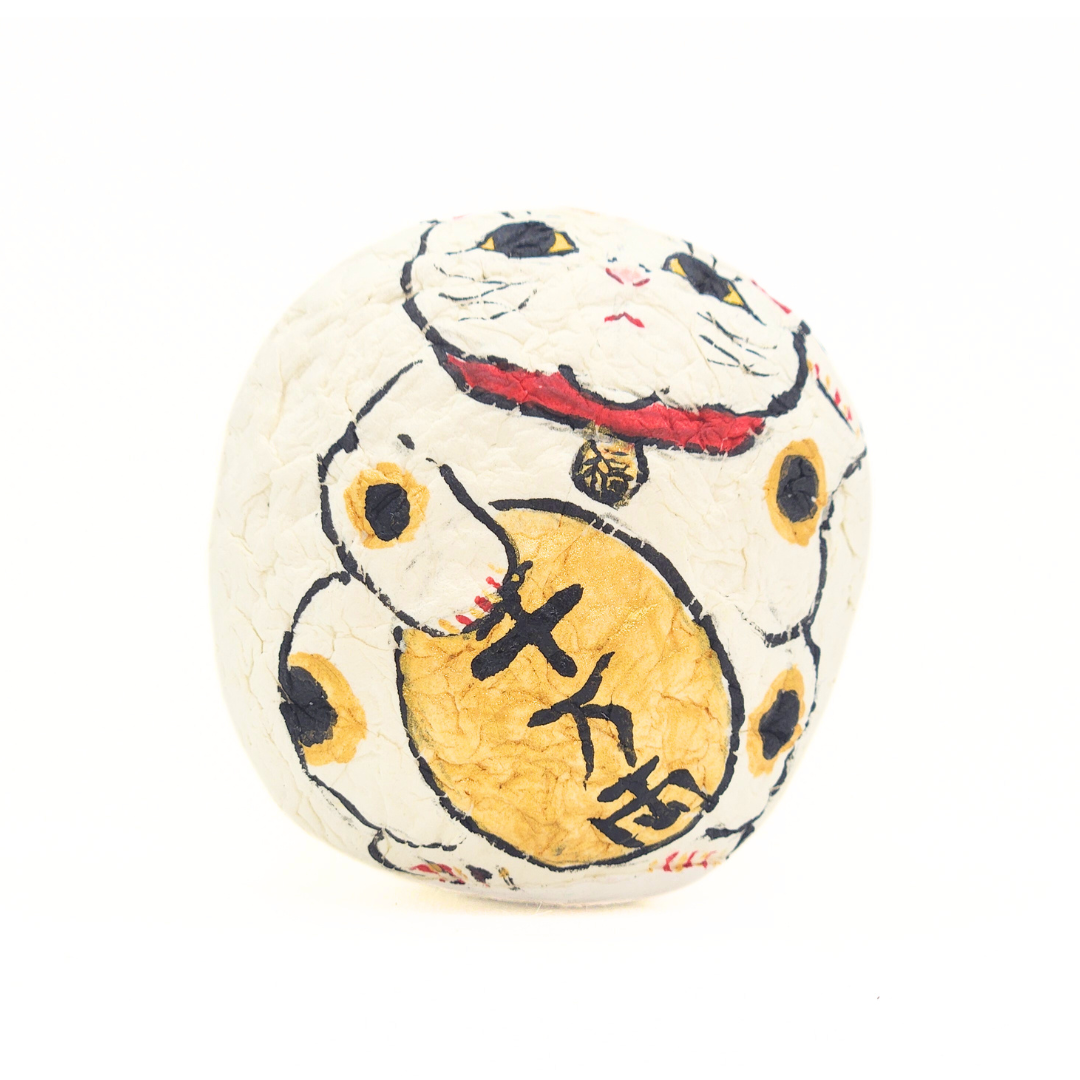 【越前和紙】手漉き和紙おきあがりこぼし 左手をあげたまねきねこ