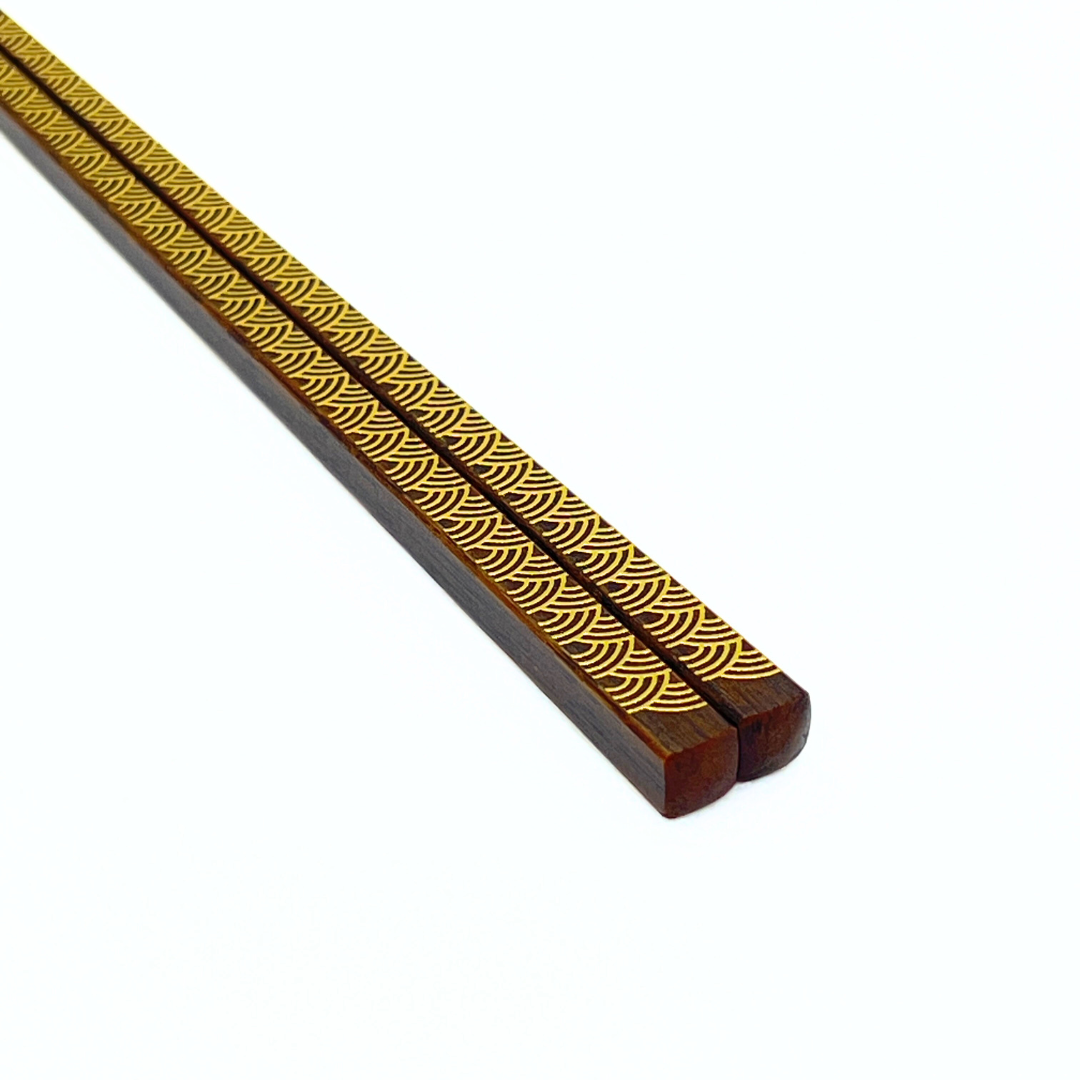 一文字箸 青海波 金