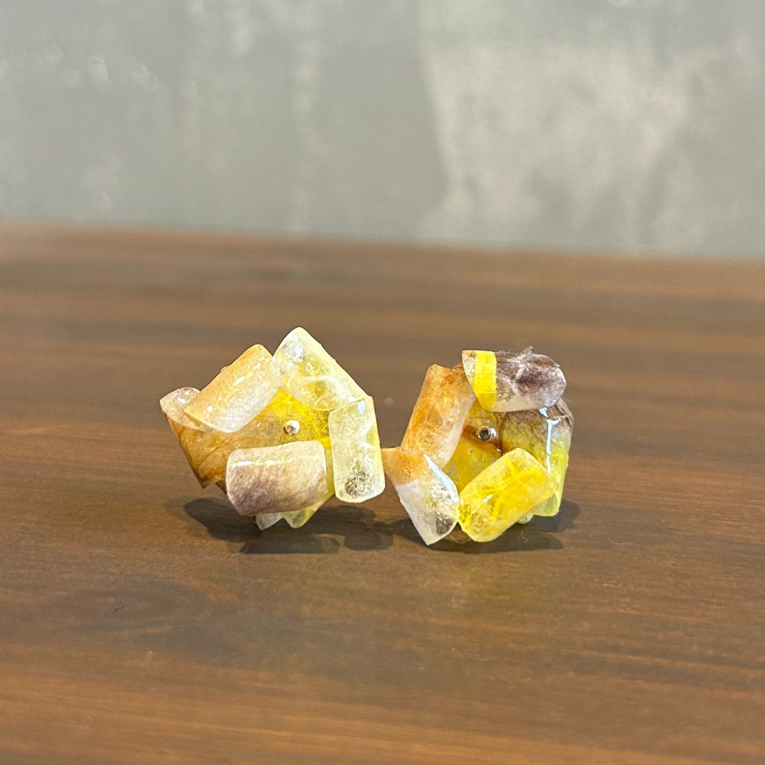 【二俣和紙】Parsonality ピアス Yellow×Brown