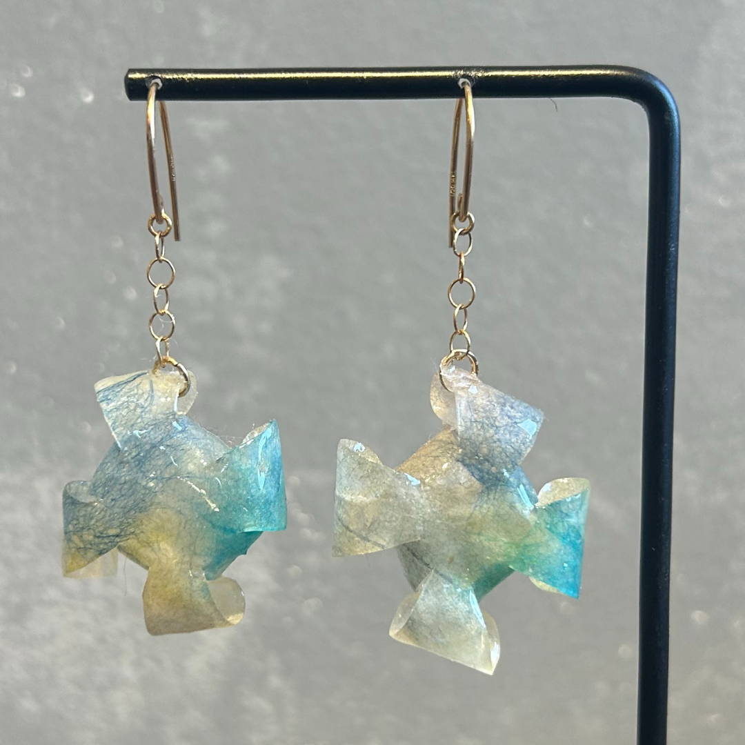 【二俣和紙】Bloom ピアス Blue