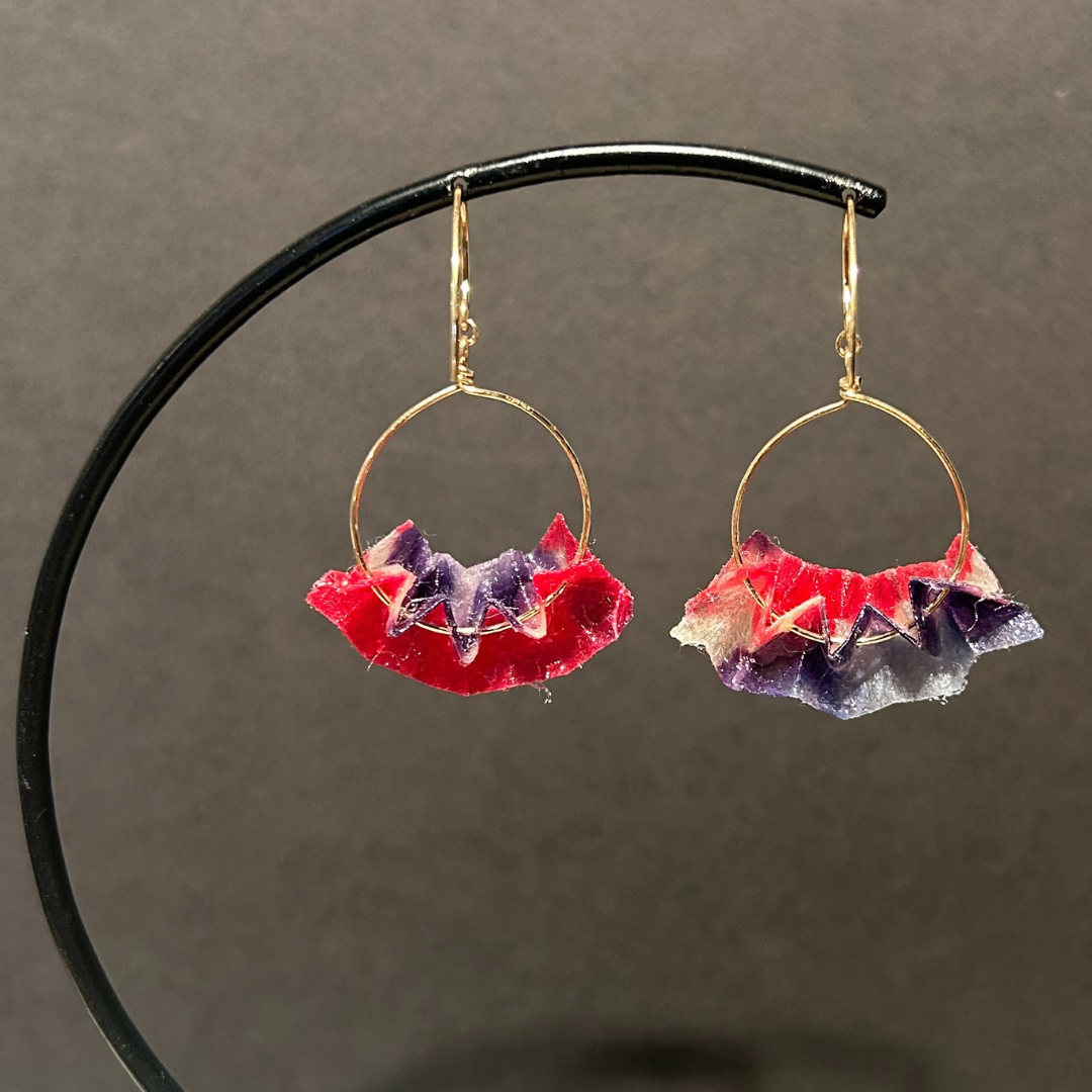 【二俣和紙】板締め絞りフープ ピアス Pink