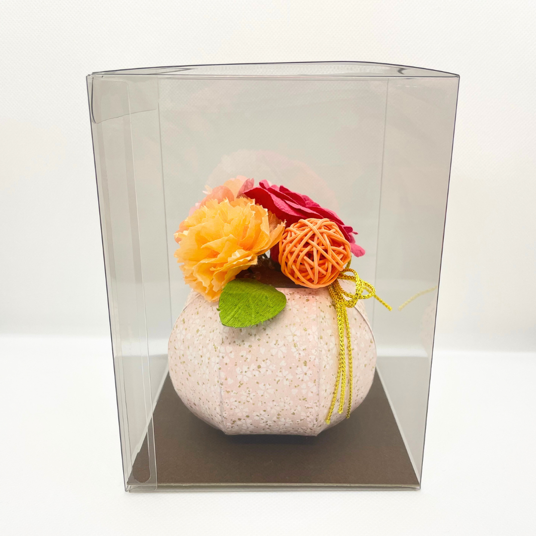 【越前和紙】ピンクローズの和紙玉アレンジメント