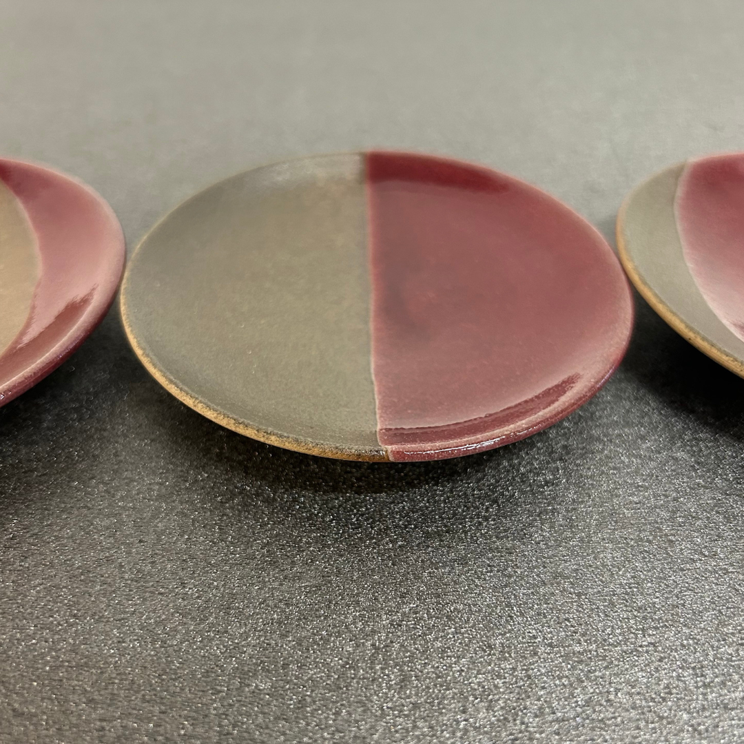 【越前焼】月の満ち欠け豆皿 7種セット(パープルハート)