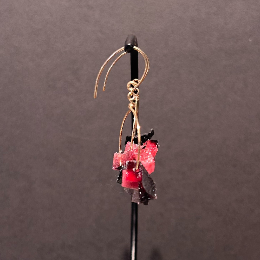 【二俣和紙】板締め絞りフープ ピアス Black